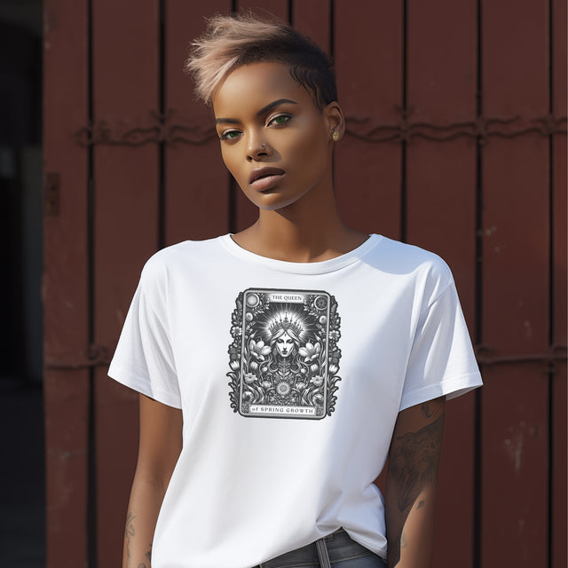 Queen of Spring Tarot card shirt,Mother's Day Gift,Witchy Shirt,Mystical Cards Tee,Celestial Astrology,Gardener Gift,Gift for her,Spring
