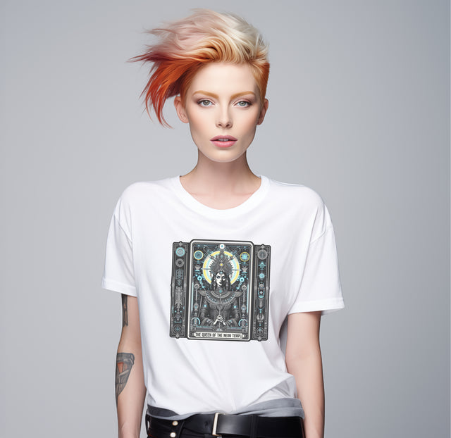 Queen of the Neon Temple,Tarot card shirt,Mothers Day Gift,EDM Shirt,Dance Music tee,Cyberpunk T-shirt,Sci-fi