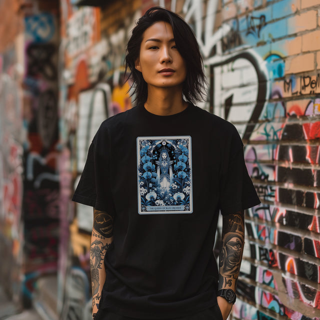 Queen of Blue Orchids,Tarot card shirt,Mother's Day Gift,Tarot Reader Gift,Asian Queen Shirt,Mystical Cards Tee,Astrology Tee,Gift for her