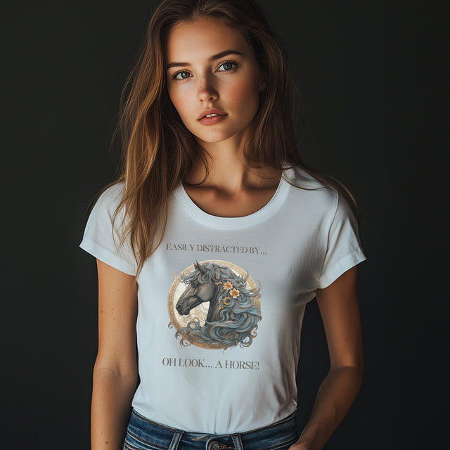 Easily Distracted By Horses shirt, Horse Lover gift, Horse Lover Shirt, Equestrian Gift, Horse Owner gift, Funny Horse Shirt, stables shirt