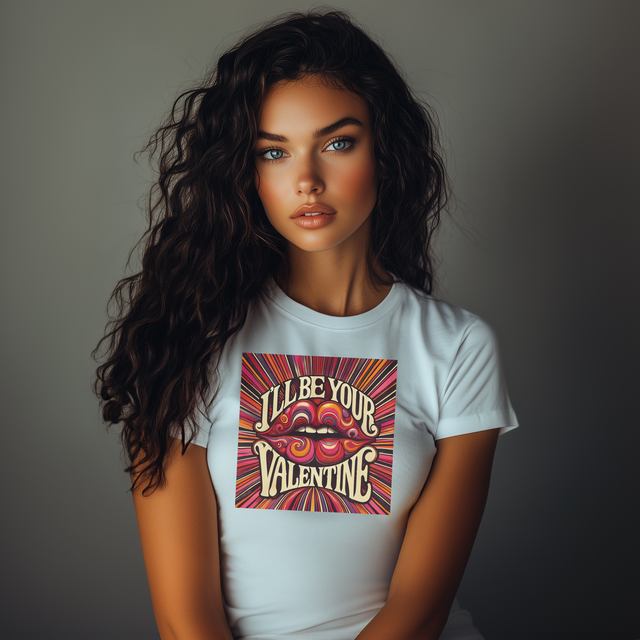 I'll be your Valentine T-shirt, Valentine lips, Valentine Tshirt, Love Tshirt, lover tshirt, flirty Tshirt, Retro Love Tshirt