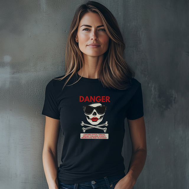 DANGER Skull Tee, Critical Thinking T-shirt, Sarcastic Tee, Funny Tshirt