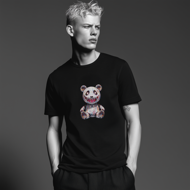 Japanese street Art Panda tshirt, gritty cool Panda Tee