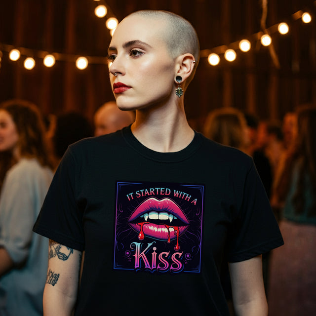 It Started With A Kiss Vampire T-shirt, Halloween Tee