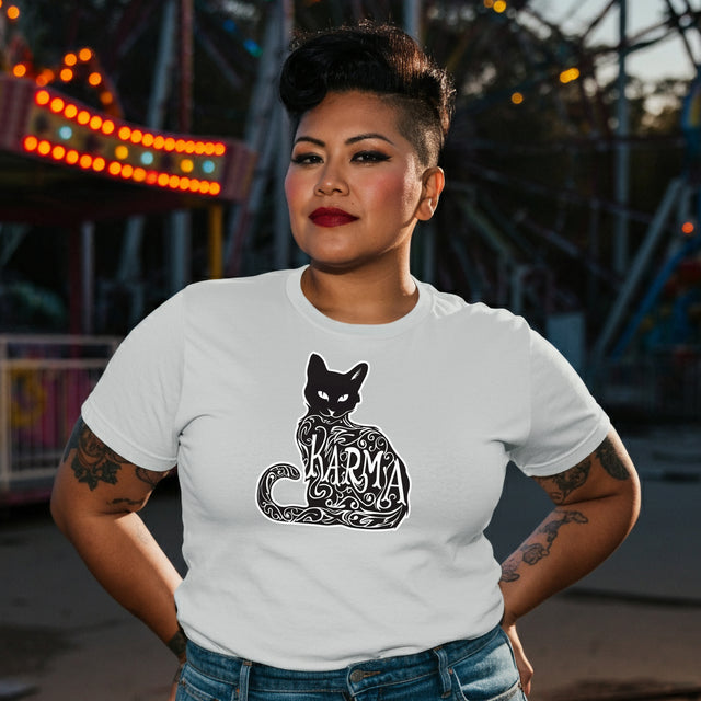 Karma Cat Top, Cute Cat Shirt, Cat Lover Tee, Cat Owner gift, Cute Gift For Her, Black Cat, Feline