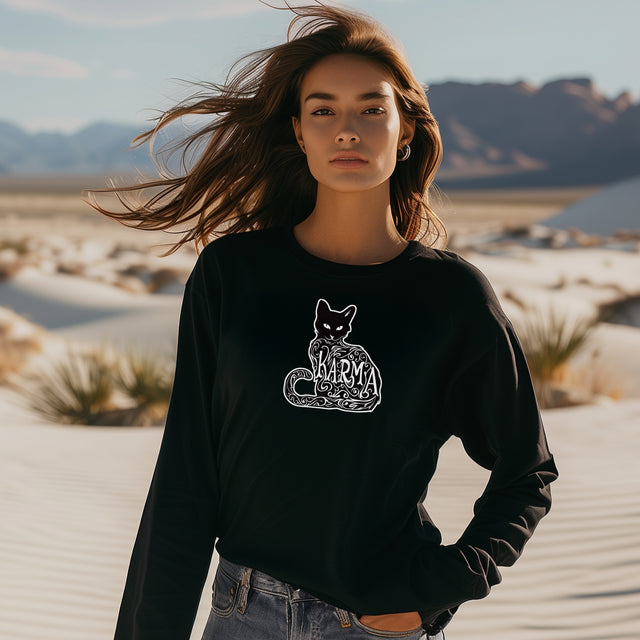 Karma Cat Top, Cat Lover Tee, Unisex Jersey Long Sleeve Tee