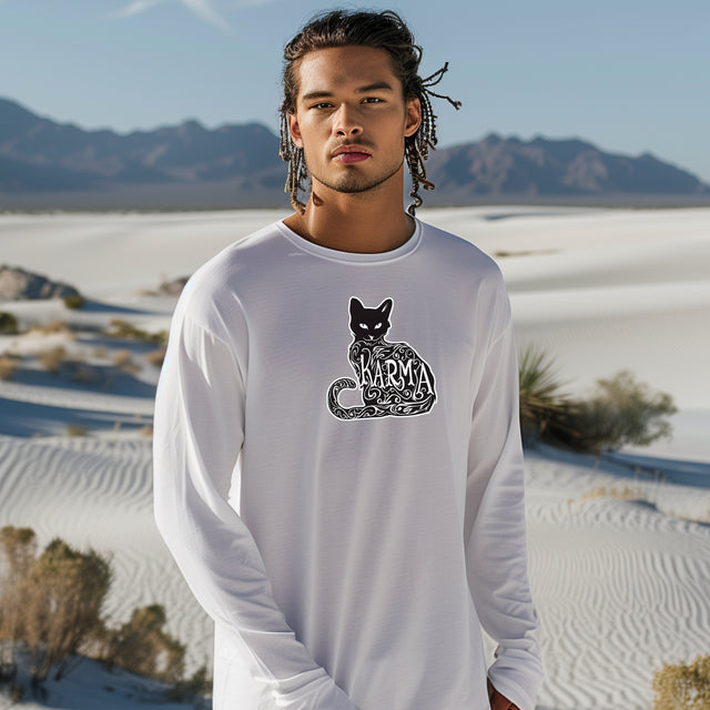 Karma Cat Top, Cat Lover Tee, Unisex Jersey Long Sleeve Tee