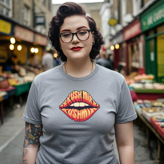 Kush Mir "Kiss Me" Lips T-shirt, Yiddish Lover Shirt