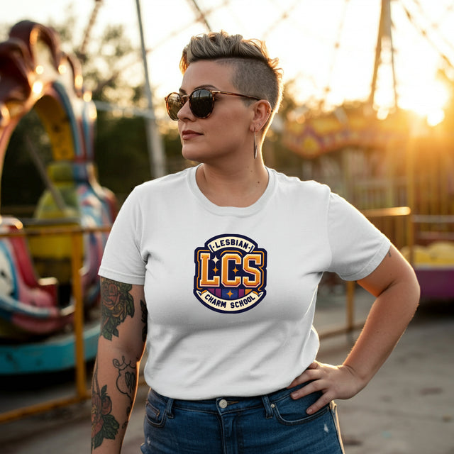 Lesbian Charm School T-shirt,Pride Shirt, Queer Top,LGBTQ+ Tee