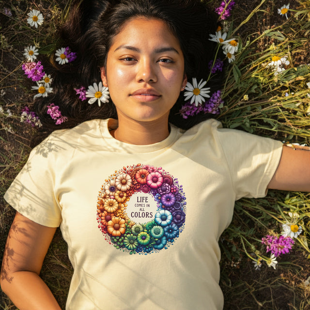 Life Comes in All Colors,Pride Shirt, Rainbow Flower T-shirt,Pride Parade T shirt,LGBTQ+,Queer