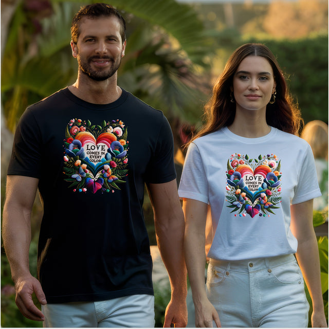 Love Comes in Every Color Heart Shirt, Rainbow Heart T-shirt
