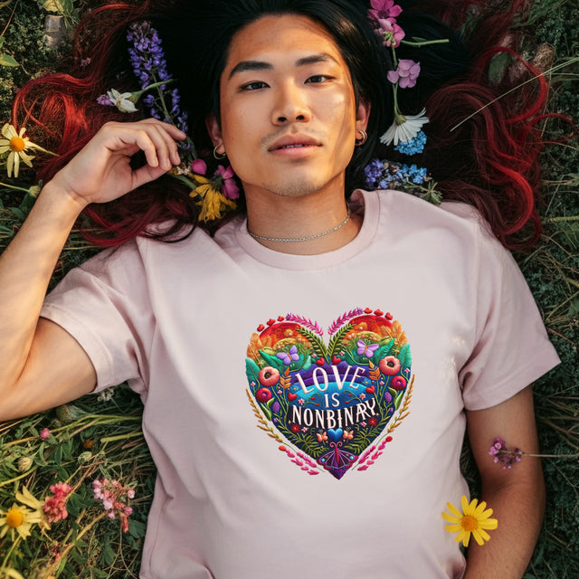 Love Is NonBinary Heart Shirt, Rainbow Heart T-shirt, LGBTQ+ Heart Top
