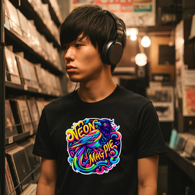 Neon Magpie T-shirt, Magpie Tee, Bird Lover