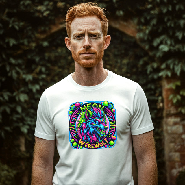 Neon Werewolf Circles T-shirt, Halloween Tee, Neon Goth