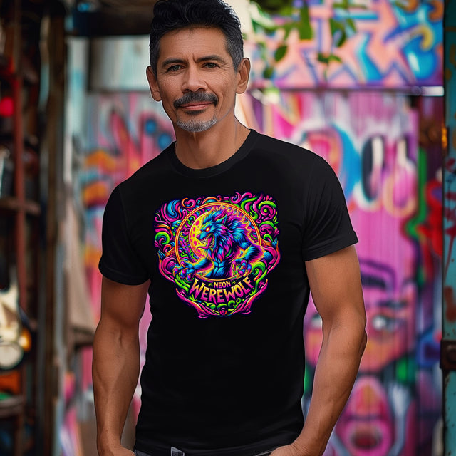 Neon Werewolf T-shirt, Halloween Tee, Neon Goth