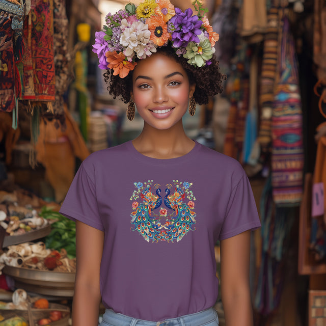 Peacock Phoenix T-shirt, Bird Lover Top, Peacock Tee