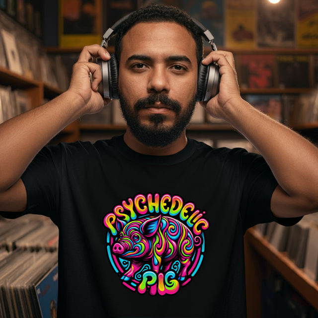 Neon Psychedelic Pig T-shirt, Piggy Tee
