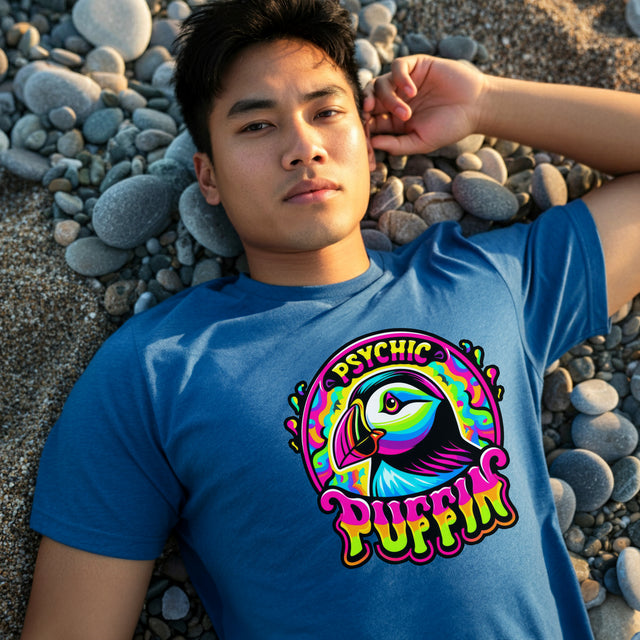Neon Psychic Puffin T-shirt, Puffin Tee, Bird Lover