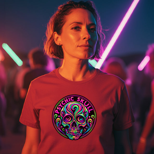 Psychic Skull T-shirt, Halloween Tee, Neon Goth
