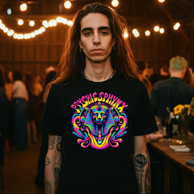 Psychic Sphynx Swirls T-shirt, Halloween Tee, Neon Goth