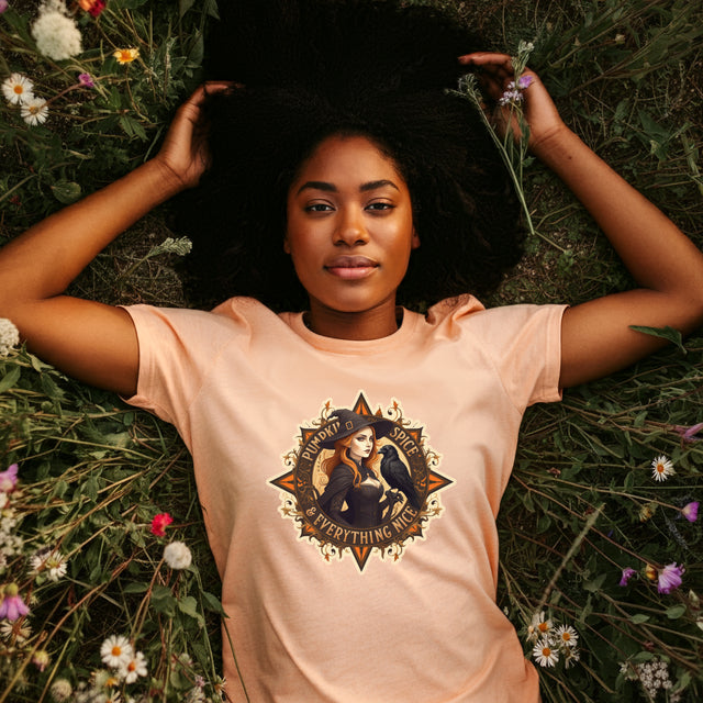 Pumpkin Spice & Everything Nice Witch Tee, Autumn T-shirt, Halloween Shirt