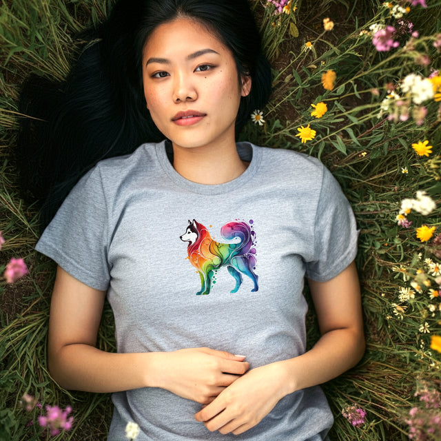 Rainbow Siberian Husky T-shirt,Pride Shirt,Dog Lover Top,Rainbow Animals,LGBTQ+ Tee,Husky Owner