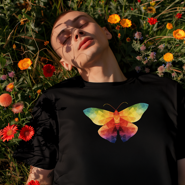 Rainbow Moth T-shirt,Pride Shirt, Pride Parade Top, LGBTQ+ Tee, Nonbinary, Gay, Lesbian, Bisexual, Trans, BGLT, LBGT, Enby, Pansexual