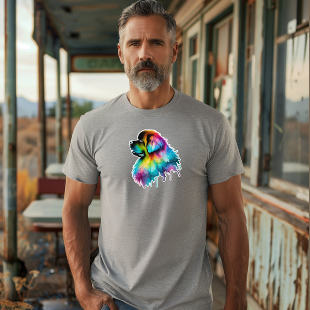 Rainbow Newfoundland Head T-shirt,Pride Shirt,Dog Lover Top,Rainbow Animals,LGBTQ+ Tee, Newfie owner, Newf gift