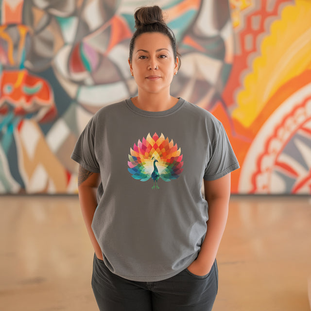 Rainbow Peacock T-shirt,Pride Shirt, Pride Parade Top, Rainbow Animals,LGBTQ+ Tee, Nonbinary, Gay, Lesbian, Bisexual, Trans, BGLT, LBGT, Enby, Pansexual