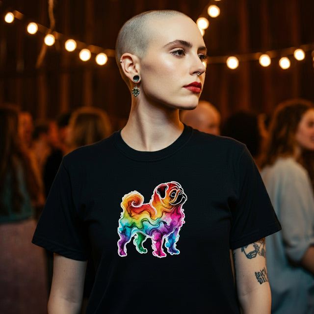 Rainbow Pug T-shirt,Pride Shirt,Dog Lover Top,Rainbow Animals,LGBTQ+ Tee, Pug owner, Pug gift