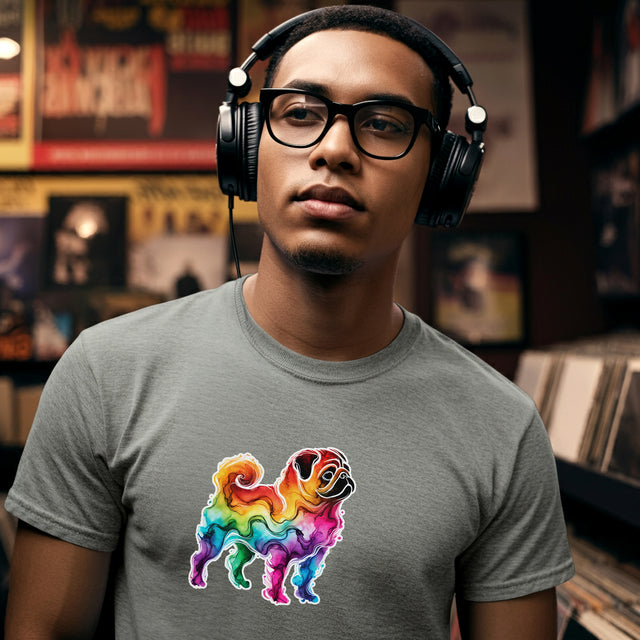 Rainbow Pug T-shirt,Pride Shirt,Dog Lover Top,Rainbow Animals,LGBTQ+ Tee, Pug owner, Pug gift