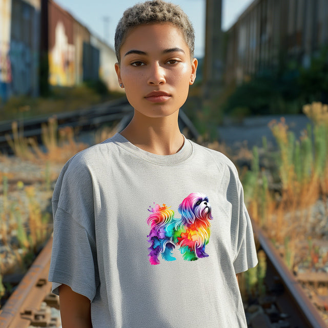 Rainbow Shih Tzu T-shirt,Pride Shirt,Dog Lover Top,Rainbow Animals,LGBTQ+ Tee, Shih Tzu owner, Schnauzer gift