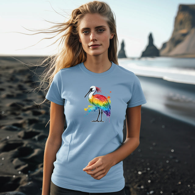 Rainbow Spoonbill Alcohol Ink T-shirt, Pride Shirt,Bird Lover T shirt, LGBTQ+, BGLT, Avian