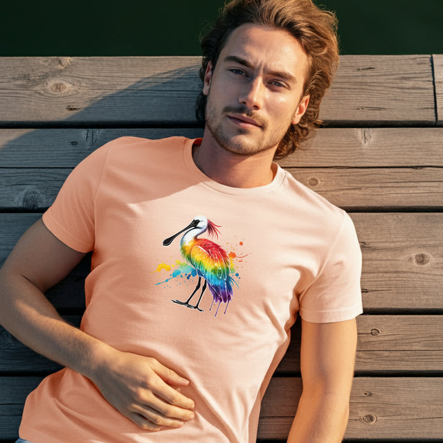 Rainbow Spoonbill Alcohol Ink T-shirt, Pride Shirt,Bird Lover T shirt, LGBTQ+, BGLT, Avian