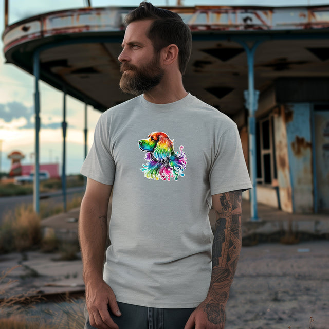 Rainbow English Springer Spaniel Head T-shirt,Pride Shirt,Dog Lover Top,Rainbow Animals,LGBTQ+ Tee, English Springer Spaniel owner, Springer gift