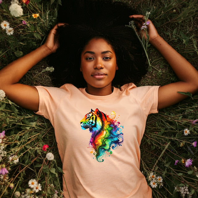 Rainbow Tiger Head T-shirt,Pride Shirt,Tiger Lover Top,Rainbow Animals,LGBTQ+ Tee,Big Cat Lover