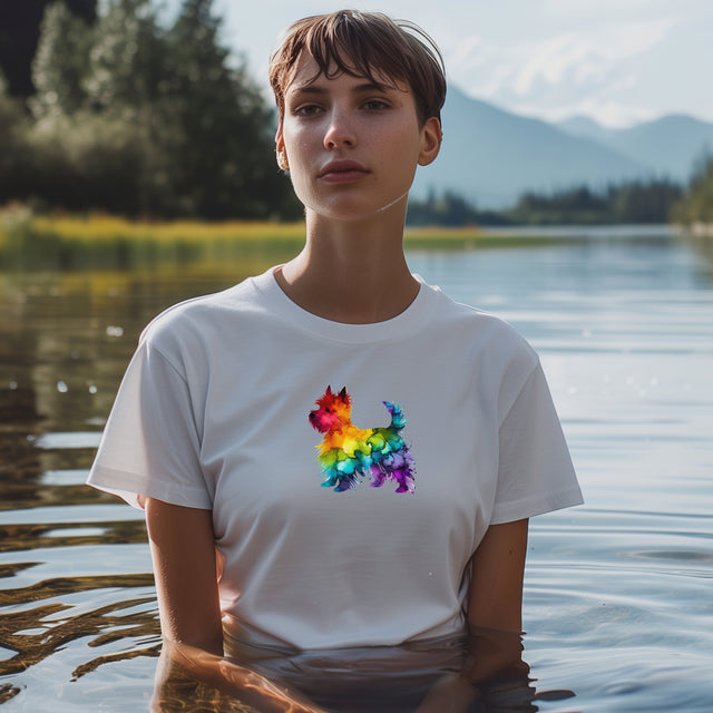 Rainbow West Highland Terrier T-shirt,Pride Shirt,Dog Lover Top,Rainbow Animals,LGBTQ+ Tee, Westie owner, West Highland White Terrier gift