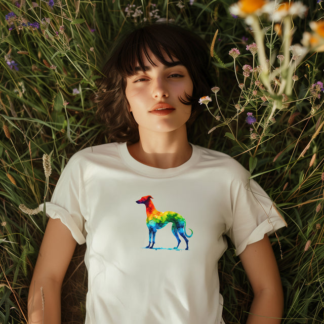 Rainbow Whippet T-shirt,Pride Shirt,Dog Lover Top,Rainbow Animals,LGBTQ+ Tee, Whippet owner, Whippet gift