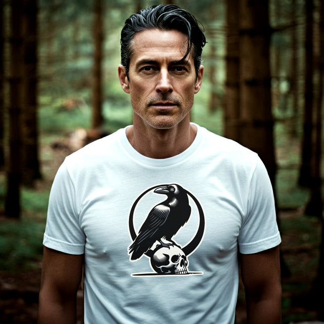 Raven on Skull T-shirt, Halloween Tee, Goth Shirt