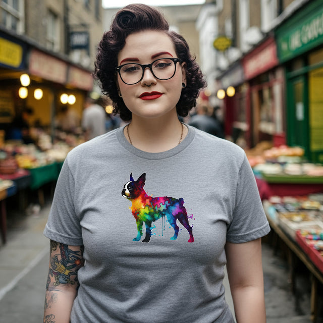 Rainbow Boston Terrier T-shirt,Pride Shirt,Dog Lover Top,Rainbow Animals,LGBTQ+ Tee, Boston Terrier Owner