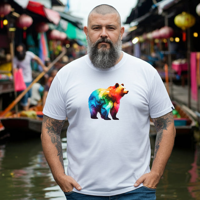 Rainbow Brown Bear Alcohol Ink T-shirt, Pride Shirt,Animal Lover T shirt, LGBTQ+,Big Bear