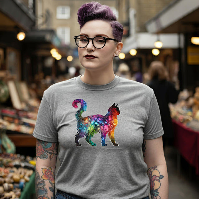 Rainbow Cat T-shirt,Pride Shirt,Cat Lover Top,Rainbow Animals,LGBTQ+ Tee,Feline,Kitten,Kitty