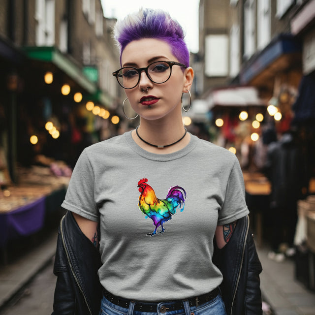Rainbow Chicken Alcohol Ink T-shirt, Bird Lover T shirt, LGBTQ+, BGLT,Pride Shirt,Chicken Lover