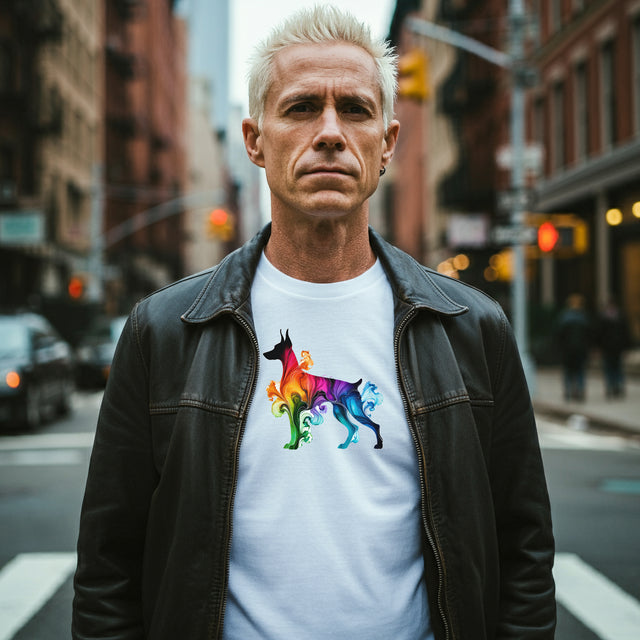 Rainbow Doberman Pinscher T-shirt,Pride Shirt,Dog Lover Top,Rainbow Animals,LGBTQ+ Tee, Dobe gift, Dobie Owner