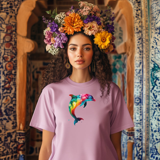 Rainbow Dolphin Alcohol Ink,Sea life lover,Ocean Life,Nautical,Pride Shirt,LGBTQ+ Tee