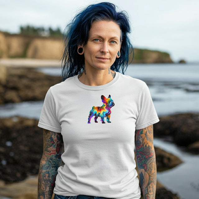 Rainbow French Bulldog T-shirt,Pride Shirt,Dog Lover Top,Rainbow Animals,LGBTQ+ Tee,Frenchie Owner