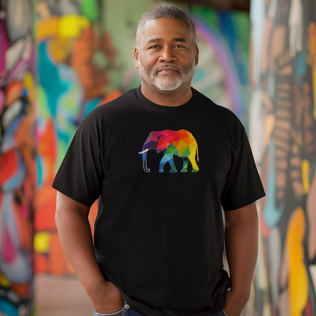 Geometric Rainbow Elephant T-shirt,Pride Shirt,Elephant Lover Top,Rainbow Animals,LGBTQ+ Tee,Queer,Gay,Lesbian,Bisexual,Trans,BGLT,LBGT