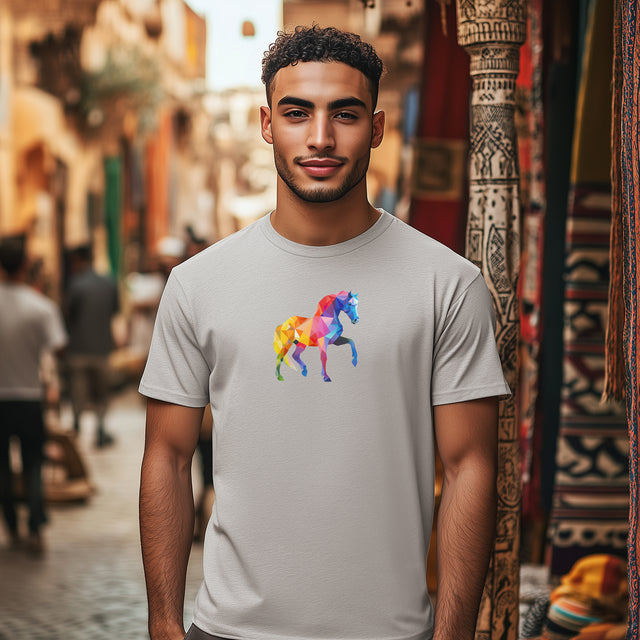 Geometric Rainbow Horse T-shirt,Pride Shirt,Equine Lover Top,Rainbow Animals,LGBTQ+ Tee,Pony,Colt
