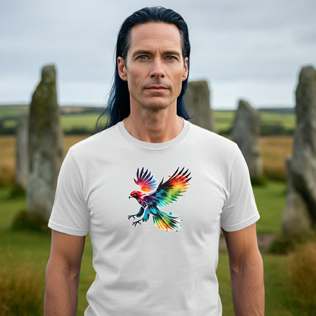 Rainbow Hawk Alcohol Ink T-shirt, Pride Shirt,Bird Lover T shirt, LGBTQ+, BGLT, Avian