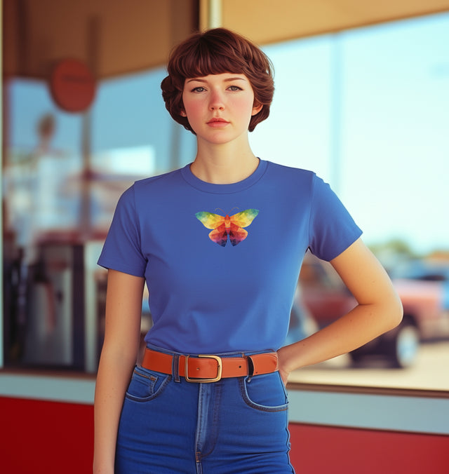 Rainbow Moth T-shirt,Pride Shirt,Pride Parade Top,LGBTQ+ Tee,Nonbinary,Gay,Lesbian,Bisexual,Trans,BGLT,Enby,Pansexual,Women's Favorite Tee